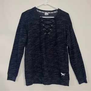 Victoria’s Secret PINK Lace-Up Campus Crew Pullover Sweatshirt